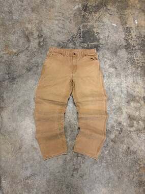 Vintage Baggy Canvas Carpenter Pants Brown Workwear Size 36x34 Dickies